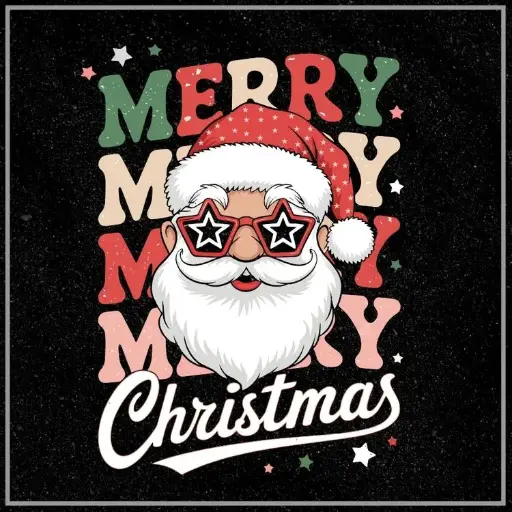 Merry Christmas Santa Retro